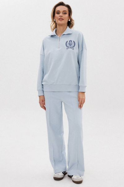 Оверсайз костюм из трикотажа с вышивкой и стрелками GO F3077/29-1413. 164-170 - фото 1