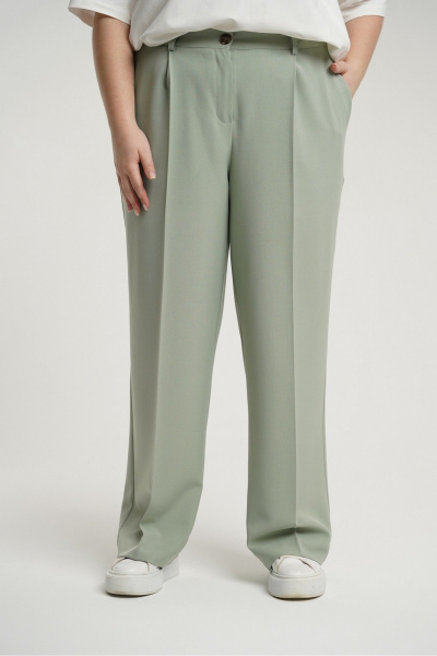 Прямые брюки с защипами и имитацией карманов из текстиля Deesses 4289 - фото 2