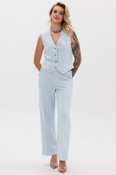 Стильный демисезонный костюм брюки и жилетка из хлопка GO F3088/29-1413. 164-170 - фото 5