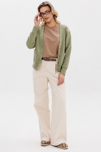 Кардиган на каждый день из трикотажа свежий зеленый GO F4067/26-02. 164-170 - фото 5