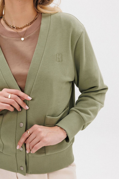 Кардиган на каждый день из трикотажа свежий зеленый GO F4067/26-02. 164-170 - фото 2