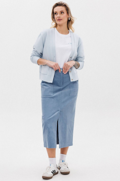 Кардиган на каждый день из трикотажа светло-голубой GO F4067/29-1413. 164-170 - фото 1