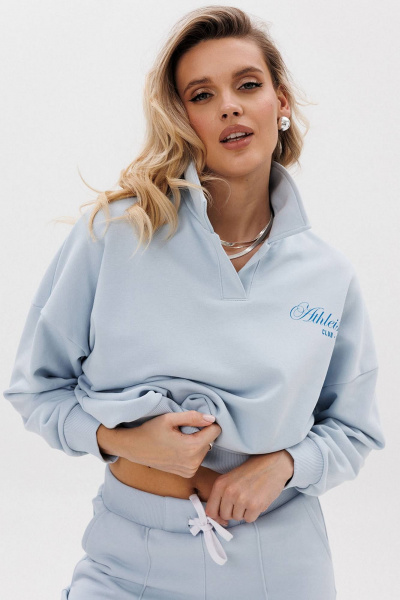 Свитшот свободный с воротником и контрастной печатью GO F4075a/29-1413. 170-176 - фото 4