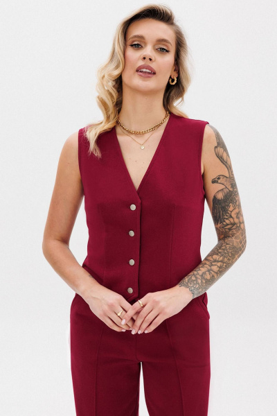 Демисезонный трикотажный жилет на пуговицах GO F4088/12-01. 164-170 - фото 3