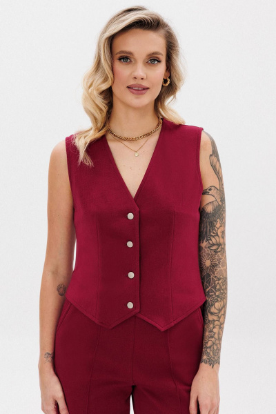 Демисезонный трикотажный жилет на пуговицах GO F4088/12-01. 164-170 - фото 1