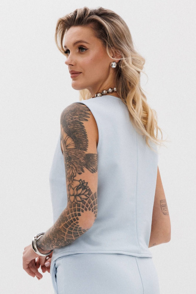 Голубой спортивный жилет из трикотажа и хлопка GO F4088/29-1413. 164-170 - фото 3