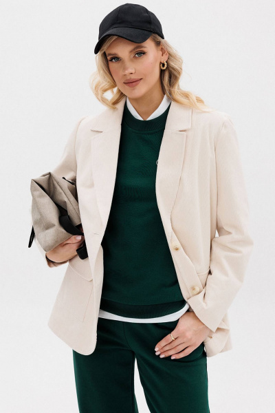 Белый вельветовый жакет прямой фитинг без подкладки GO F4106/02-01. 170-176 - фото 6