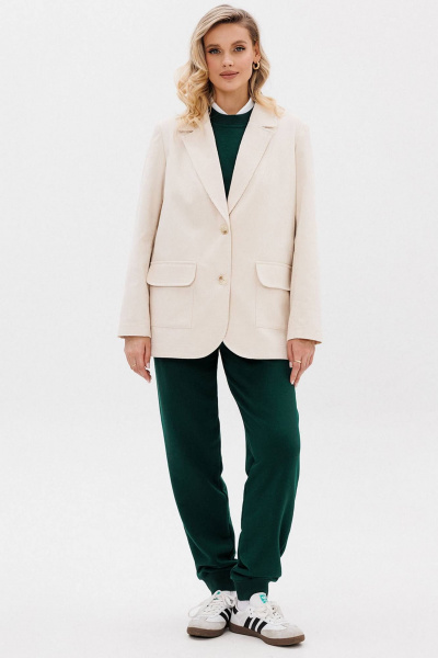 Белый вельветовый жакет прямой фитинг без подкладки GO F4106/02-01. 170-176 - фото 3