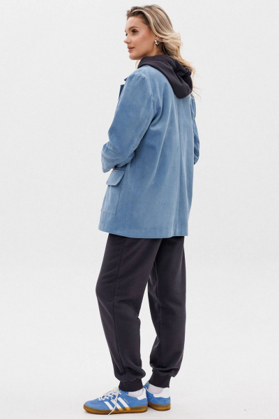 Голубой вельветовый жакет с накладными карманами GO F4106/29-1413. 170-176 - фото 5