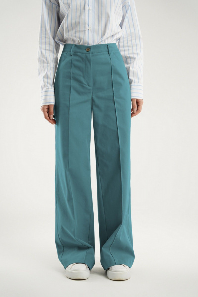 Бирюзовые джинсовые брюки прямого кроя из джинса Deesses 009.2 - фото 1