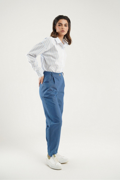 Голубые джинсы-бананы с декоративными выточками Deesses 011.1 - фото 5