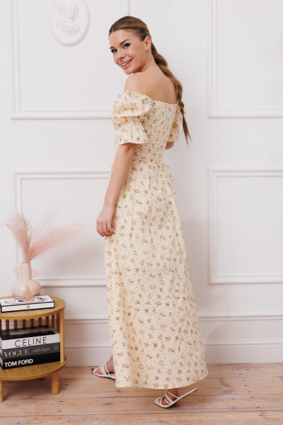 Летнее хлопковое платье с расклешенной юбкой Marshop M110-4К топленое_молоко - фото 12