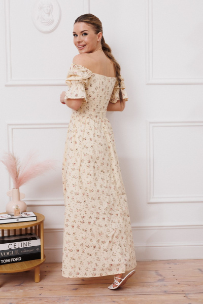 Летнее хлопковое платье с расклешенной юбкой Marshop M110-4К топленое_молоко - фото 11