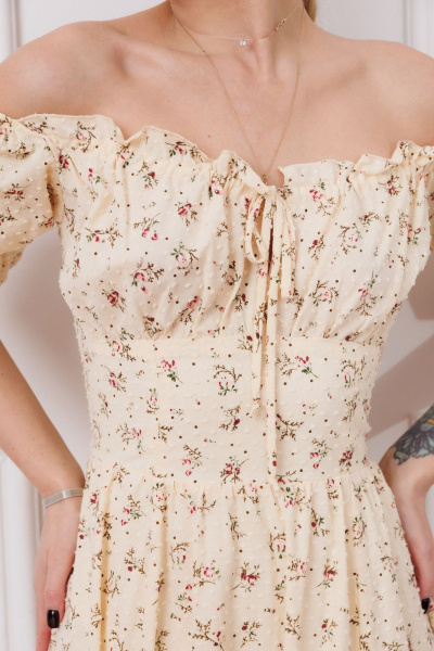 Летнее хлопковое платье с расклешенной юбкой Marshop M110-4К топленое_молоко - фото 9