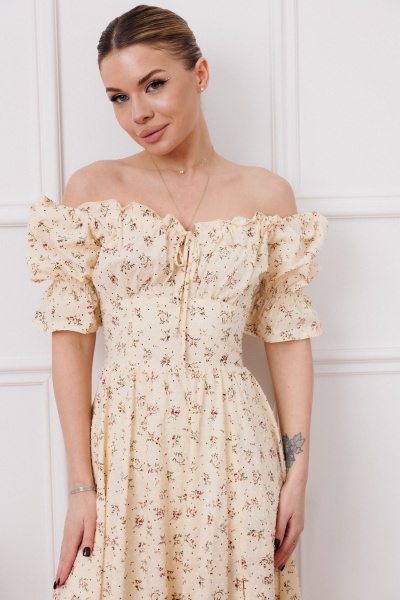 Летнее хлопковое платье с расклешенной юбкой Marshop M110-4К топленое_молоко - фото 8