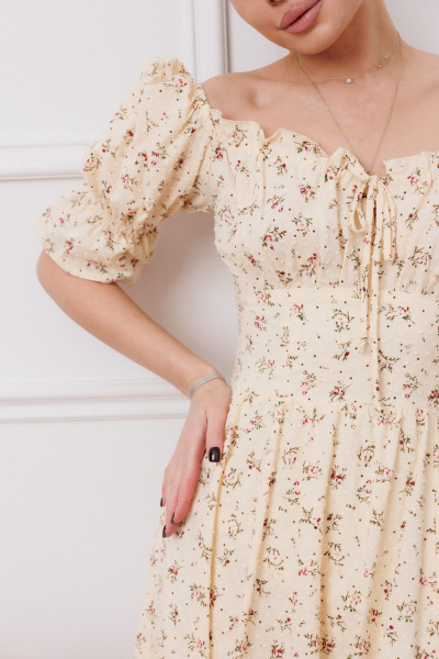 Летнее хлопковое платье с расклешенной юбкой Marshop M110-4К топленое_молоко - фото 7