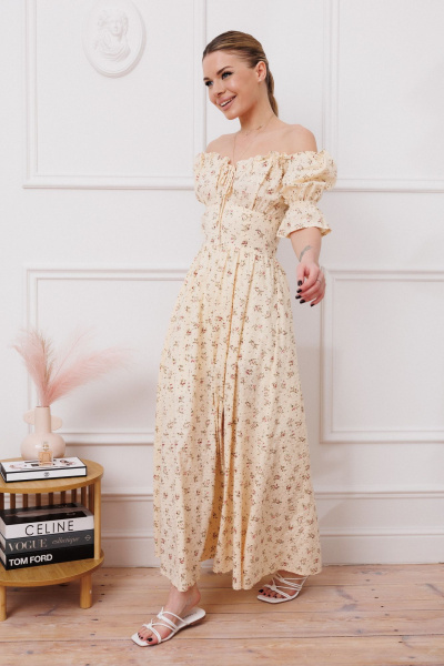 Летнее хлопковое платье с расклешенной юбкой Marshop M110-4К топленое_молоко - фото 4