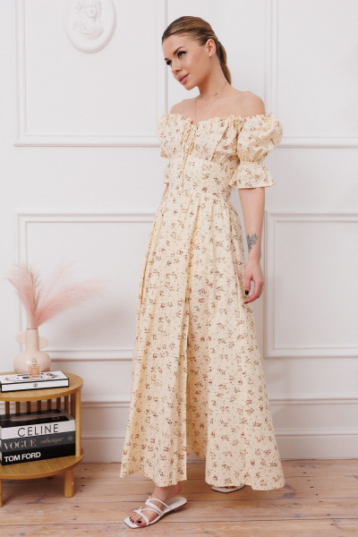 Летнее хлопковое платье с расклешенной юбкой Marshop M110-4К топленое_молоко - фото 2