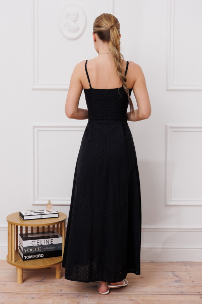 Платье с рюшами и широкой юбкой из фланели Marshop М116-2 черный - фото 11