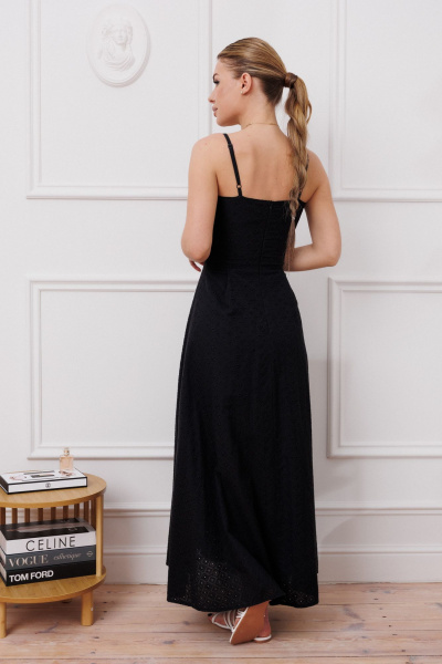 Платье с рюшами и широкой юбкой из фланели Marshop М116-2 черный - фото 10