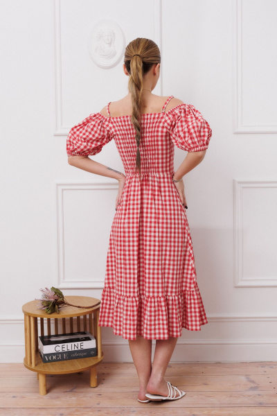 Летнее платье с оборкой и объемной юбкой Marshop М153 красный - фото 10