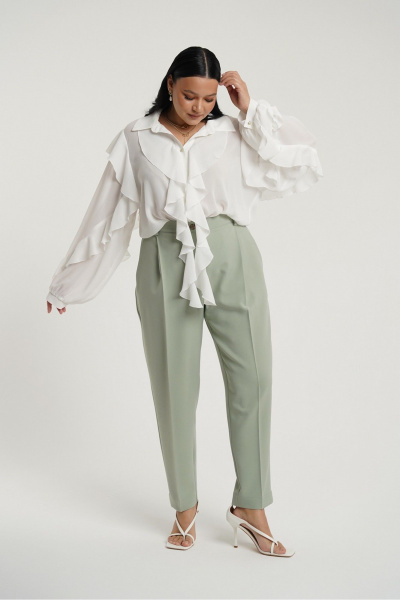 Блузка из шифона с воланами и воротником-рубашкой Deesses 6380 - фото 4