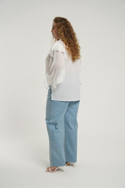 Блузка из шифона с воланами и воротником-рубашкой Deesses 6380 - фото 3