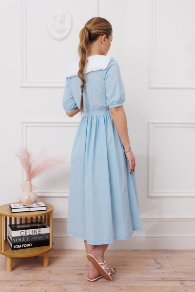 Платье с нагрудными вытачками и эффектом мятости Marshop М174 голубой - фото 14