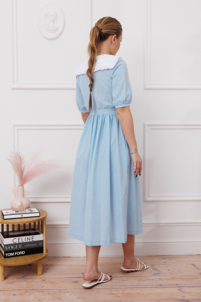 Платье с нагрудными вытачками и эффектом мятости Marshop М174 голубой - фото 13