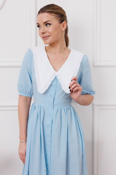 Платье с нагрудными вытачками и эффектом мятости Marshop М174 голубой - фото 10