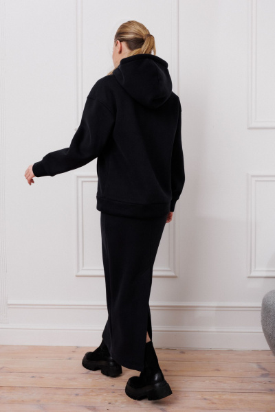 Свитшот и юбка трикотажный спортивный костюм Marshop М177 черный - фото 10