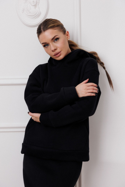 Свитшот и юбка трикотажный спортивный костюм Marshop М177 черный - фото 5