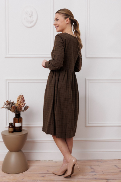 Платье приталенного силуэта из хлопка с карманами Marshop M134 темный_хаки - фото 11