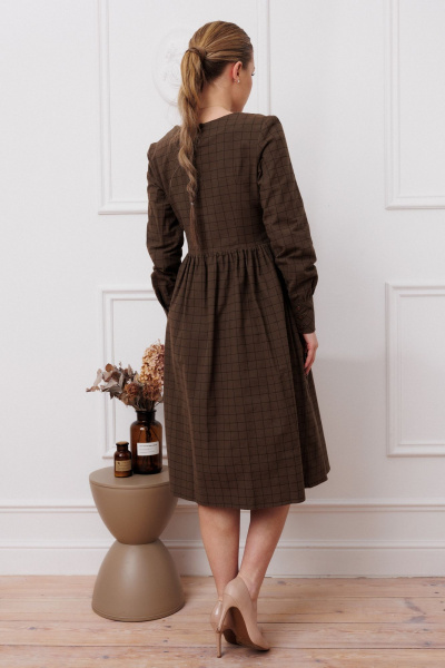 Платье приталенного силуэта из хлопка с карманами Marshop M134 темный_хаки - фото 9