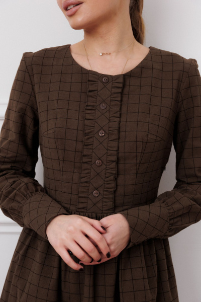 Платье приталенного силуэта из хлопка с карманами Marshop M134 темный_хаки - фото 8