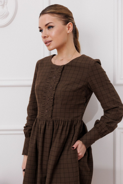 Платье приталенного силуэта из хлопка с карманами Marshop M134 темный_хаки - фото 7