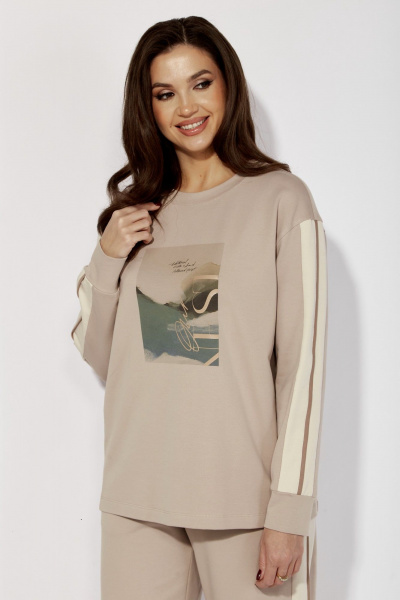 Трехпредметный комплект: свитшот, брюки и жилет в спортивном стиле TAiER 1335 латте - фото 2