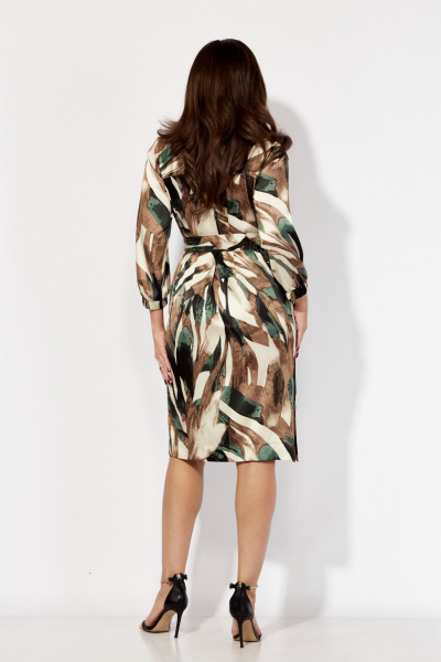 Демисезонное платье с рукавом 7/8 и съемным поясом TAiER 1302 мультиколор - фото 5