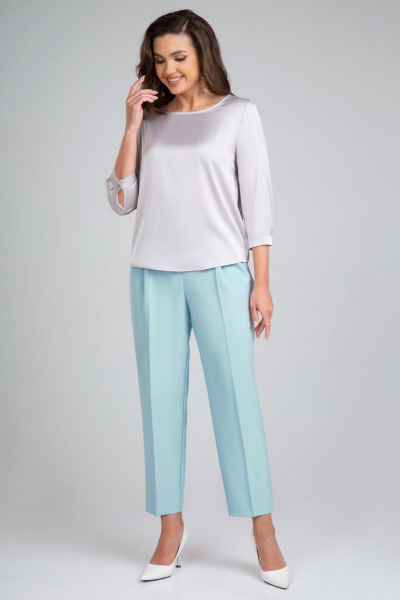 Блуза из искусственного шелка с закругленным низом и рукавом 3/4 IVARI 417 серебро - фото 5