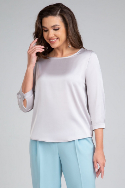 Блуза из искусственного шелка с закругленным низом и рукавом 3/4 IVARI 417 серебро - фото 3