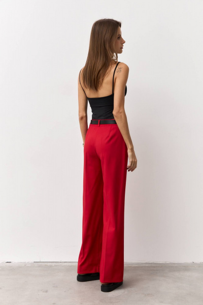 Красные брюки из текстиля для делового стиля Luitui R2075 красный - фото 2