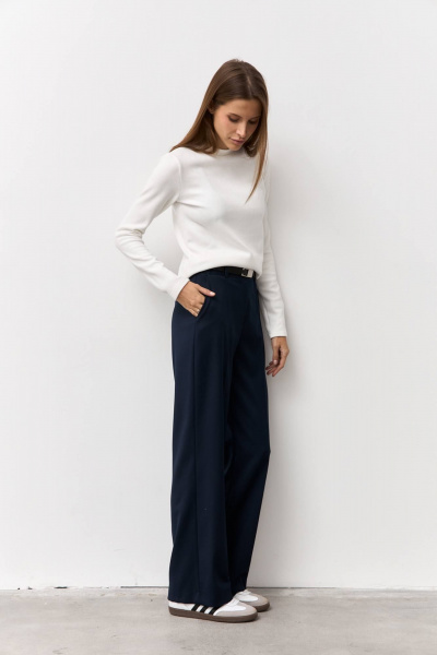 Синие брюки из текстиля для делового образа Luitui R2075 темно-синий - фото 6