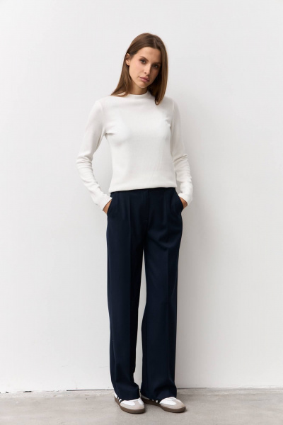 Синие брюки из текстиля для делового образа Luitui R2075 темно-синий - фото 5