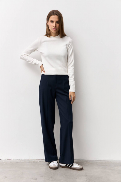 Синие брюки из текстиля для делового образа Luitui R2075 темно-синий - фото 4