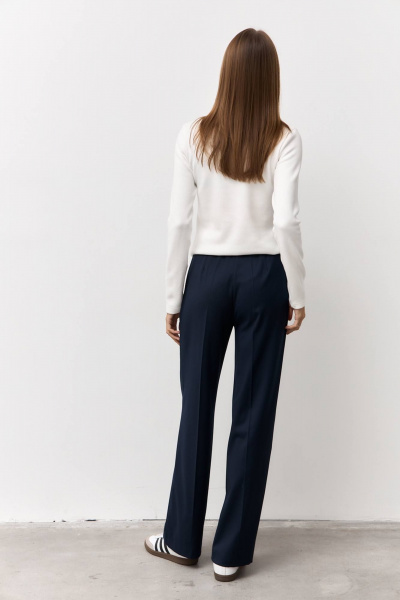 Синие брюки из текстиля для делового образа Luitui R2075 темно-синий - фото 3