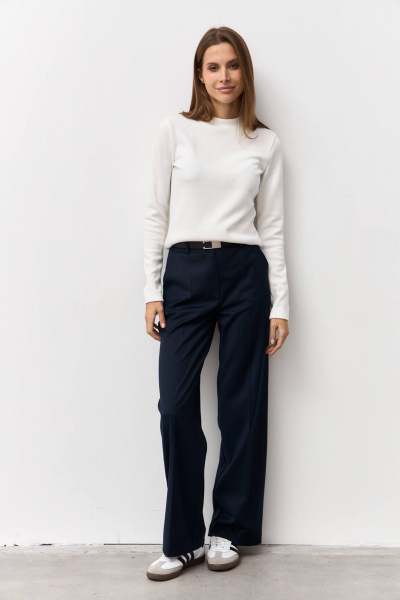 Синие брюки из текстиля для делового образа Luitui R2075 темно-синий - фото 2
