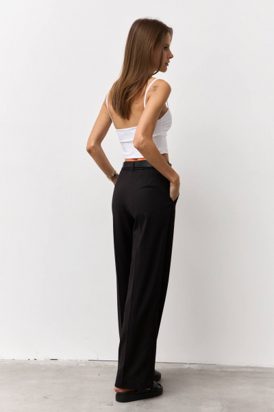 Черные брюки из текстиля для офисного стиля Luitui R2075 черный - фото 2