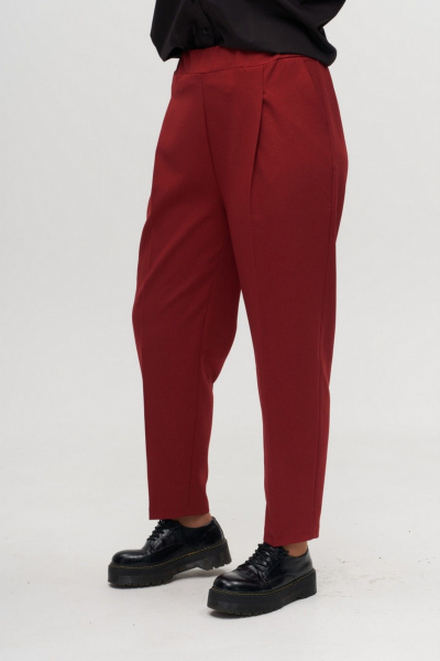 Красные классические брюки с эластичным поясом и стрелками Anelli 1384 гранатовый - фото 2