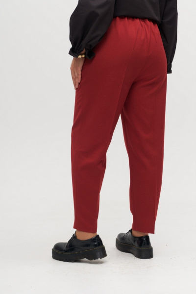 Красные классические брюки с эластичным поясом и стрелками Anelli 1384 гранатовый - фото 4