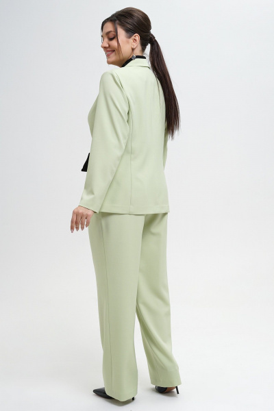 Жакет и брюки прямого силуэта из текстиля в деловом стиле Alani Collection 2280 зелень - фото 8